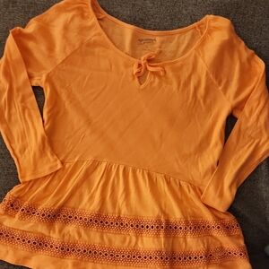 Arizona Jean Company Orange Tie Front Peplum Blouse